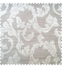 Grey and beige color traditional floral leaf swirl designs with texture finished horizontal lines polyester main curtain
